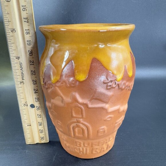 New Buffalo Michigan Mexico RedWare Pottery Vase Vessel Planter Drip Glaze VTG - Picture 3 of 13